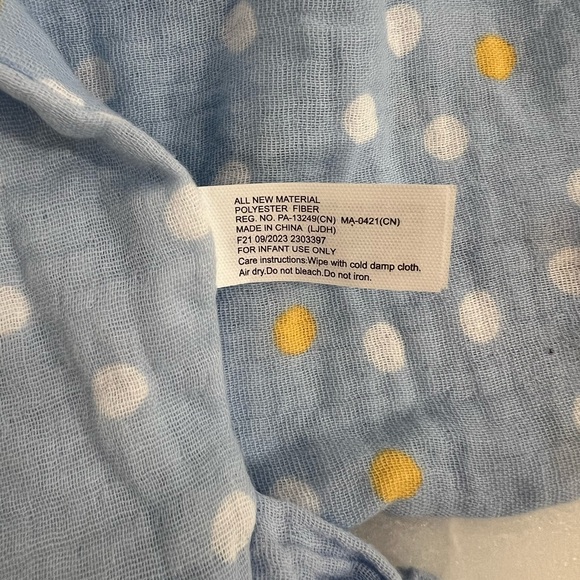 Parents Choice Lovey Blue Muslin Bunny Rabbit Polka Dot Security Blanket Rattle* - Picture 8 of 12